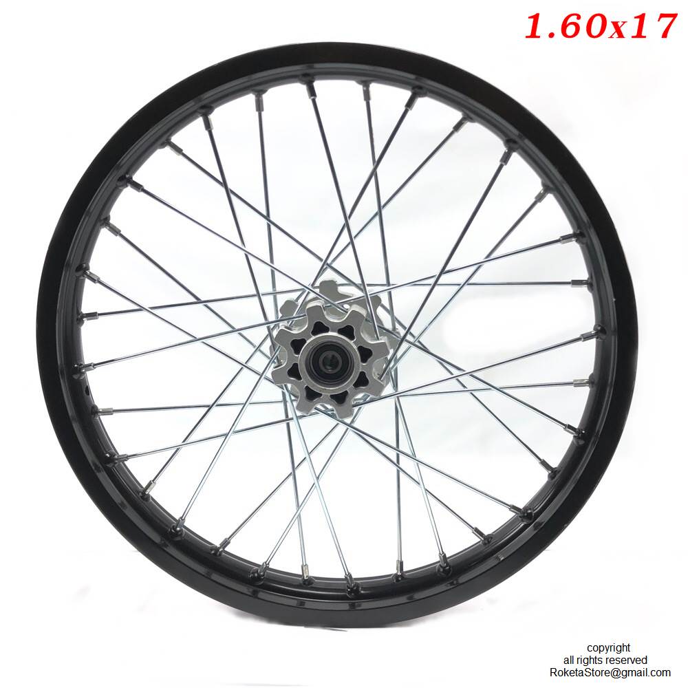 HMParts Pit Bike Dirt Bike Cross Rear Wheel Rim Steel Rim 12 Inch Rear Chrome 