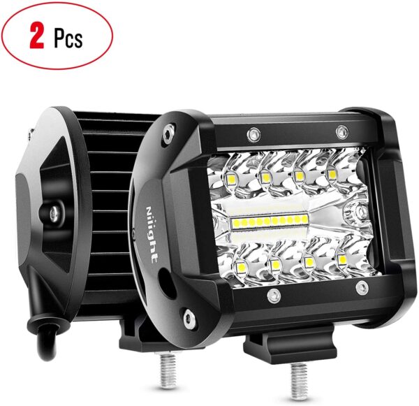 Nilight 18021F-B 2PC 4Inch Triple Row Lights 60W