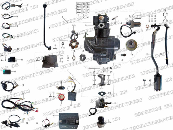 ATV-48-125-05 ENGINE AND WIRES ASSEMBLY